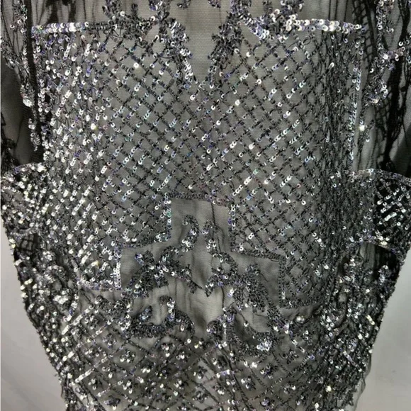 RARE Couture Libertine Embellished Black Sequin Top L - Picture 7 of 13